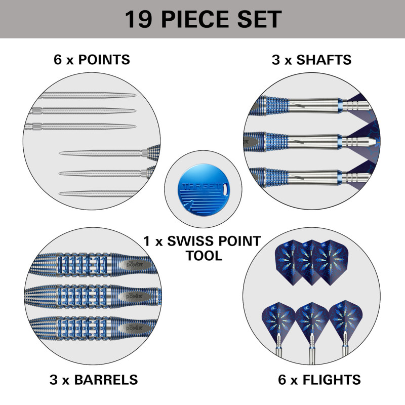 jeu de flechettes pointe acier Phil Taylor Power Gx2 SP en 26g avec le système swiss point