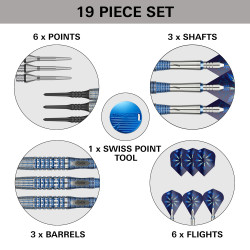 le jeu de flechettes pointe nylon Phil Taylor Power Gx2 SP en 20g est vendu complet