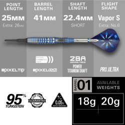 le jeu de flechettes pointe nylon Phil Taylor Power Gx2 SP en 20g est vendu complet