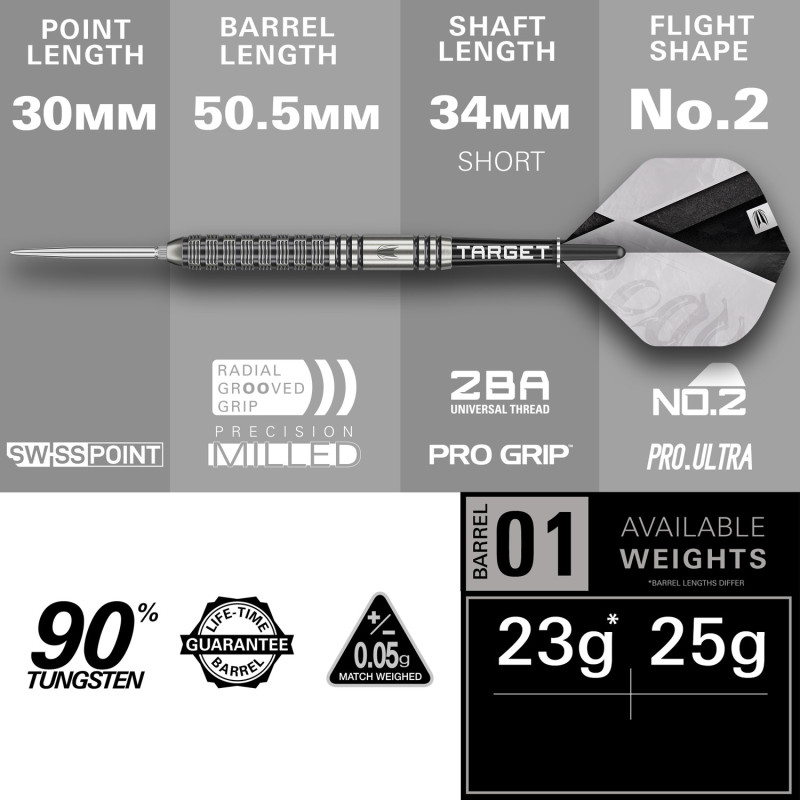 les flechettes beau greaves 90% G1 SP target en 25g sont vendues sans étui