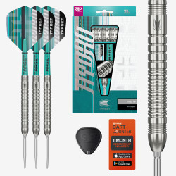 Lot De 3 Fléchettes Professionnelles 26 G - Barrels Tungstène, Pointes Acier - Arbres Aluminium + 12 Vols PVC - Pour Jeu Compétitif