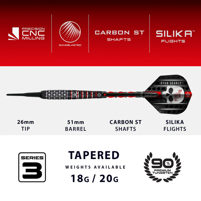 jeu de flechette pointe nylon ryan searle series 3 harrows elek en 18g de chez harrows