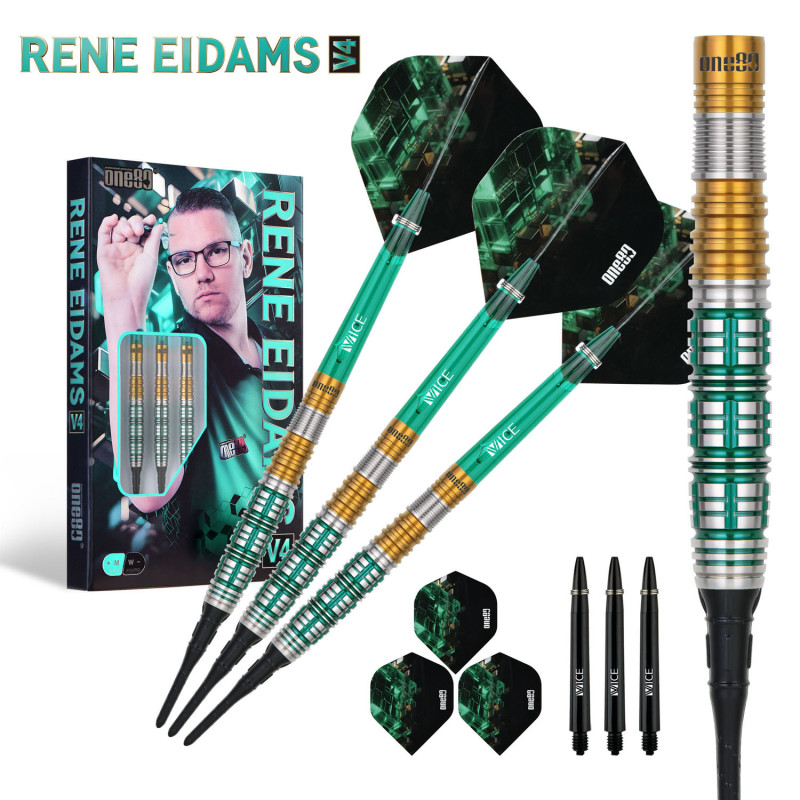 le jeu de flechette pointe nylon Rene eidams V4 elek one80 en 18g