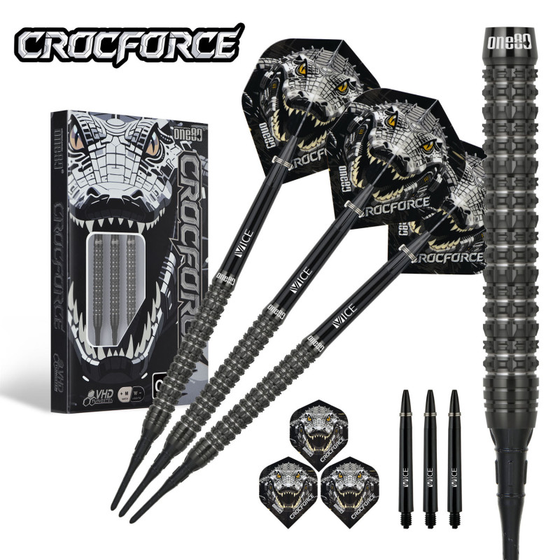 le jeu de flechette pointe nylon Crocforce CF1 elek one80 en 18g