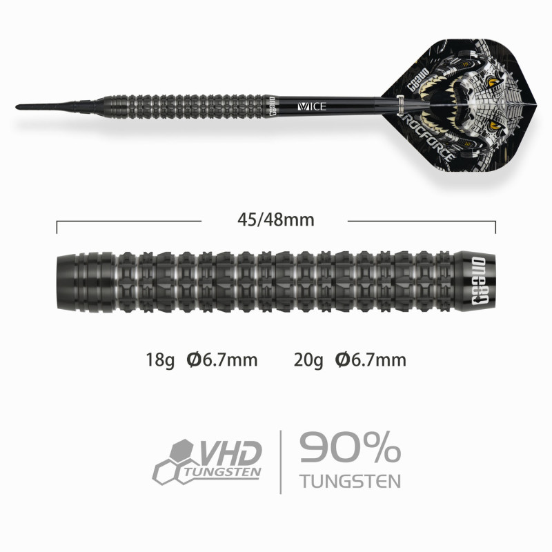 le jeu de flechette pointe nylon Crocforce CF1 elek one80 en 20g
