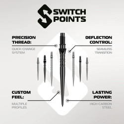 les pointes switch point noir winmau sont des pointes de flechettes démontables