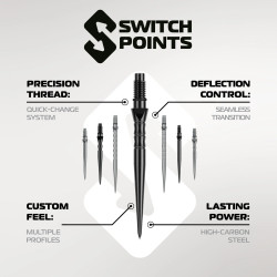 les pointes switch point noir winmau sont des pointes de flechettes démontables