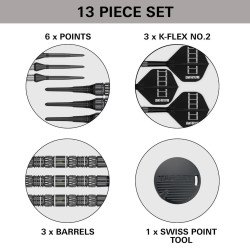 les fléchettes pointes acier chris dobey 95K SP target en 18g sont en tungsten