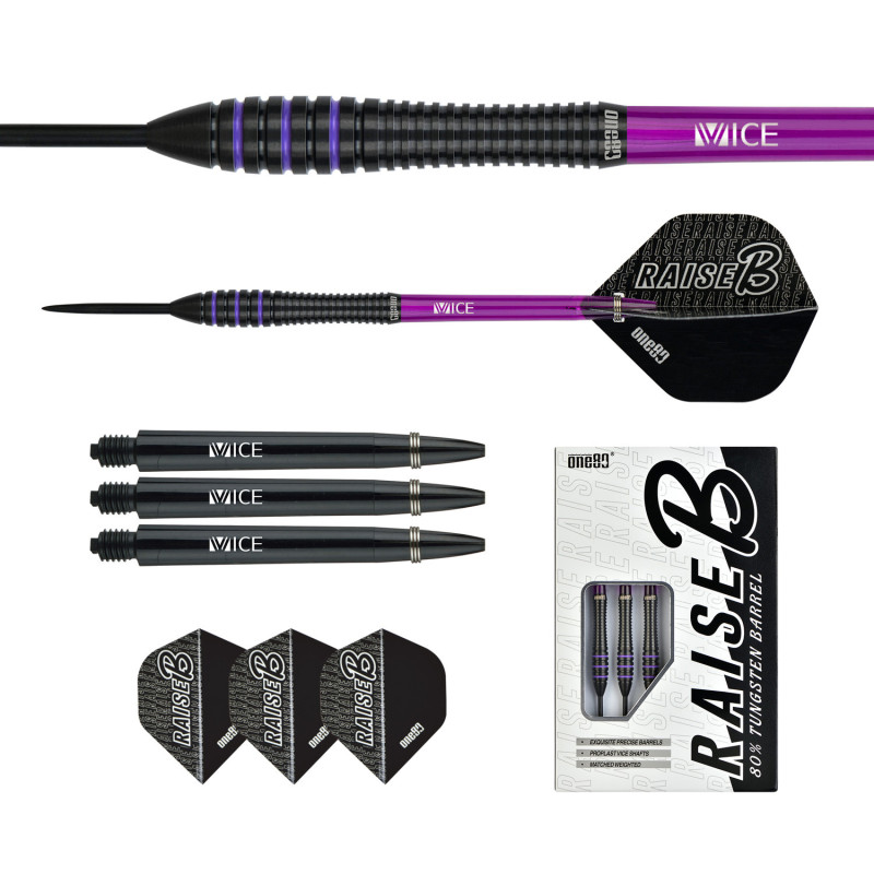 le jeu de flechette Raise B violet one80 en 23g est vendu seul
