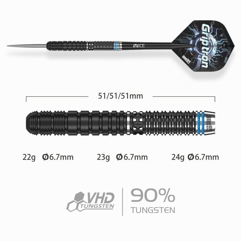 le jeu de flechette Griptron GT4 one80 en 23g est vendu seul