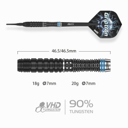 le jeu de flechette pointe nylon Griptron GT2 elek one80 en 18g