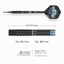 le jeu de flechette pointe nylon Griptron GT4 elek one80 en 18g