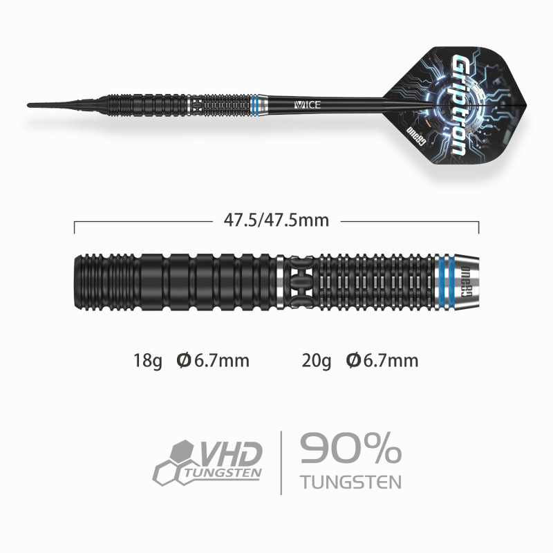 le jeu de flechette pointe nylon Griptron GT4 elek one80 en 18g