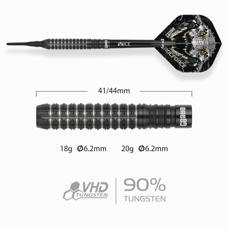 le jeu de flechette pointe nylon Crocforce CF2 elek one80 en 18g