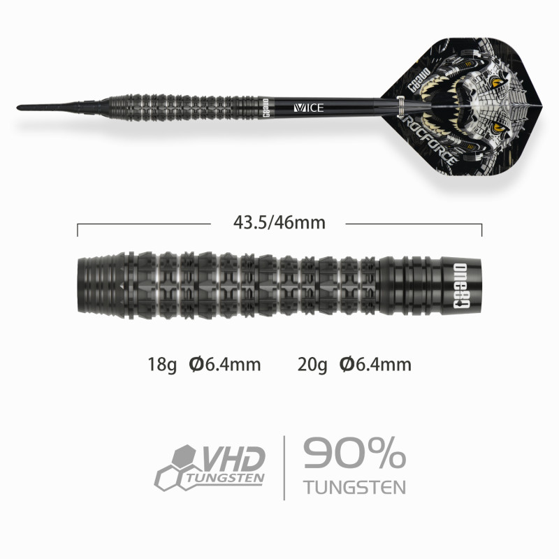 le jeu de flechette pointe nylon Crocforce CF3 elek one80 en 18g