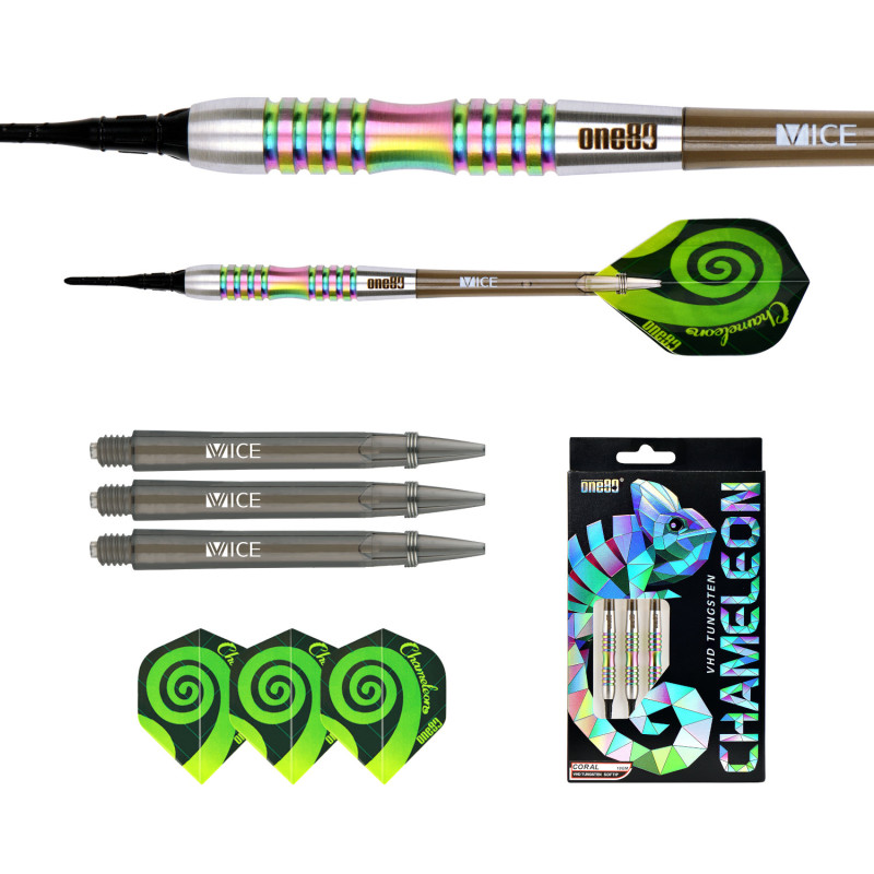 le jeu de flechette pointe nylon Chameleon Coral elek one80 en 18g