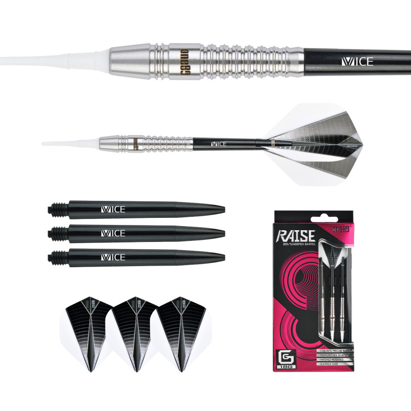 le jeu de flechette pointe nylon Raise GG elek one80 en 18g