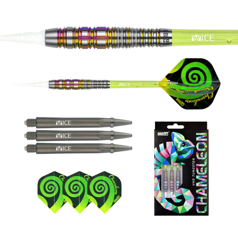 le jeu de flechette pointe nylon Chameleon Emerald elek one80 en 20g