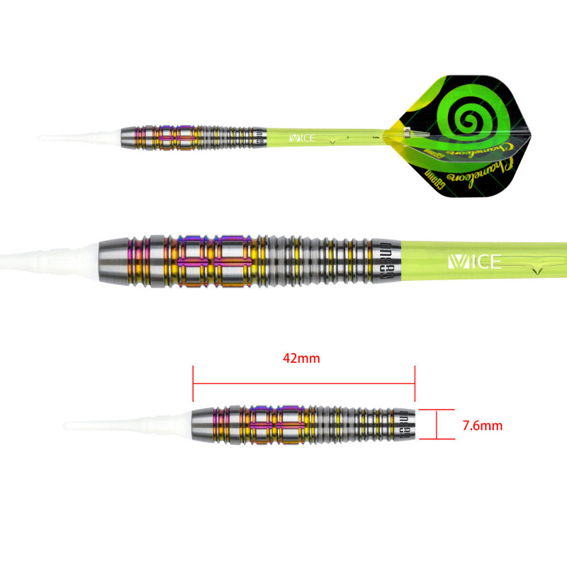 le jeu de flechette pointe nylon Chameleon Emerald elek one80 en 20g