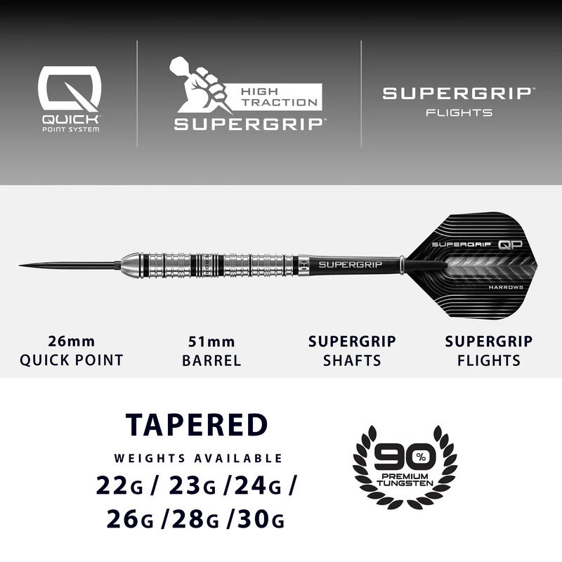 flechette Supergrip QP tapered harrows en 22g de chez harrows