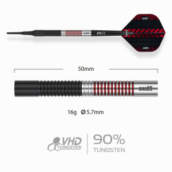 le jeu de flechette pointe nylon frederic Lovatin elek one80 est en 16g