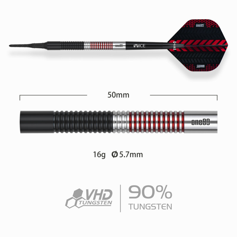 le jeu de flechette pointe nylon frederic Lovatin elek one80 est en 16g