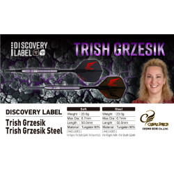 les fléchettes trish grzesik discovery label elek en 20g sont vendues en fûts seuls par cosmodarts