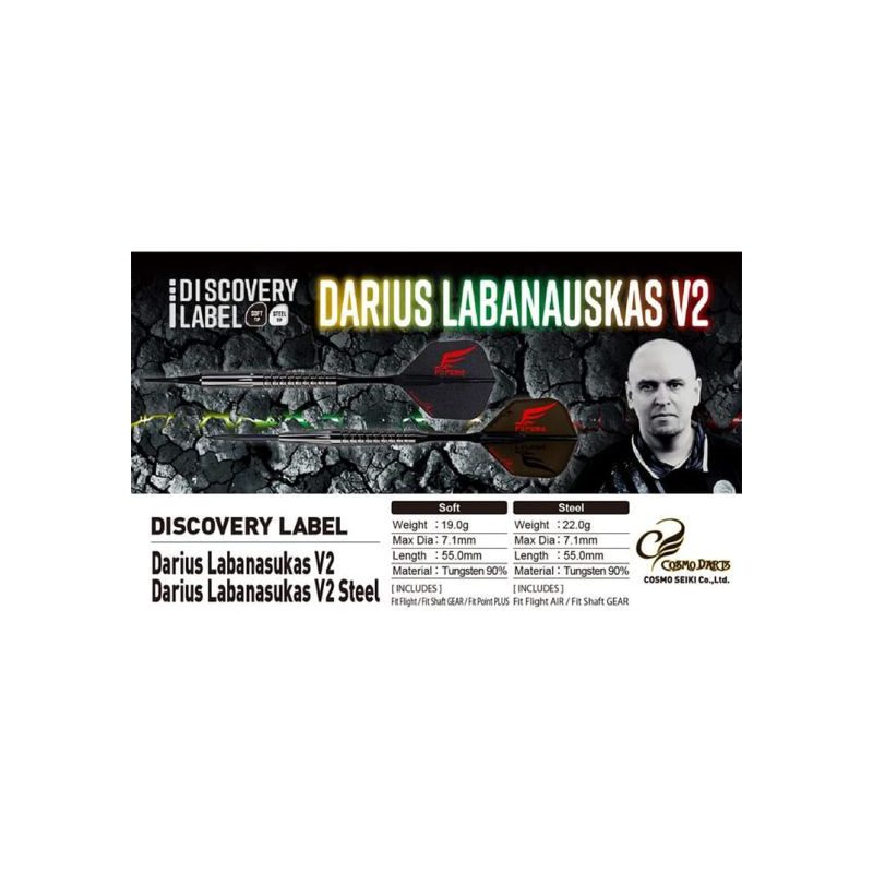 les fléchettes darius labanauskas v2 discovery label elek en 19g  elek sont vendues en fûts seuls par cosmodarts