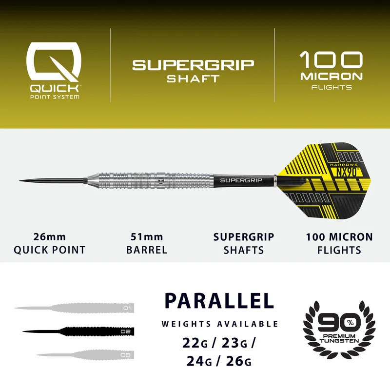 flechette nx90 parallele QP harrows en 26g de chez harrows