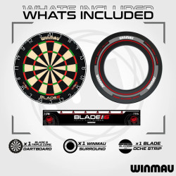 set avec une cible blade 6 et un anneau de protection noir pour jouer aux flechettes