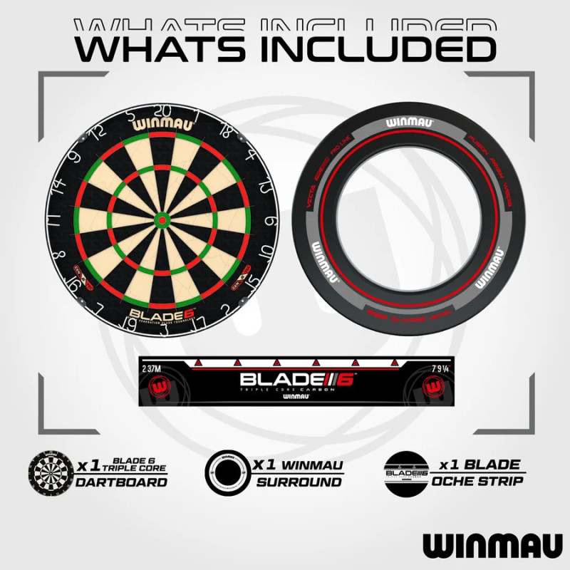set avec une cible blade 6 et un anneau de protection noir pour jouer aux flechettes