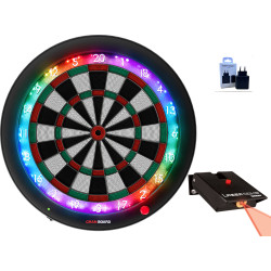 ensemble cible connectée granboard 3s vert avec pas de tir laser winmau