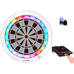 ensemble cible connectée granboard 3s blanche avec pas de tir laser winmau