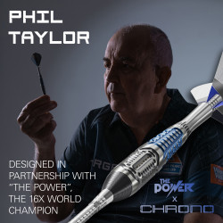 jeu de flechettes pointe acier Phil Taylor Power Chrono SP Target en 22g avec le système swiss point