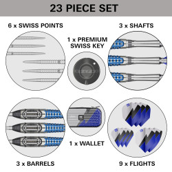 jeu de flechettes pointe acier Phil Taylor Power Chrono SP Target en 24g avec le système swiss point