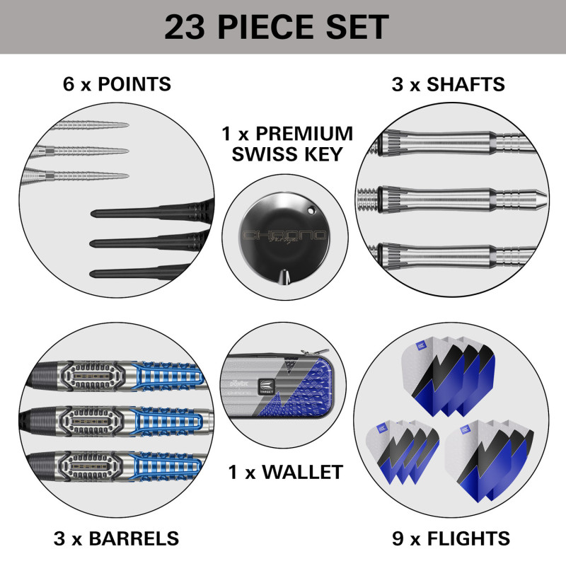 jeu de  flechettes pointe acier Phil Taylor Power Chrono elek 95% en 20g chez target