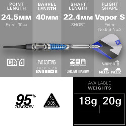 jeu de  flechettes pointe acier Phil Taylor Power Chrono elek 95% en 20g chez target