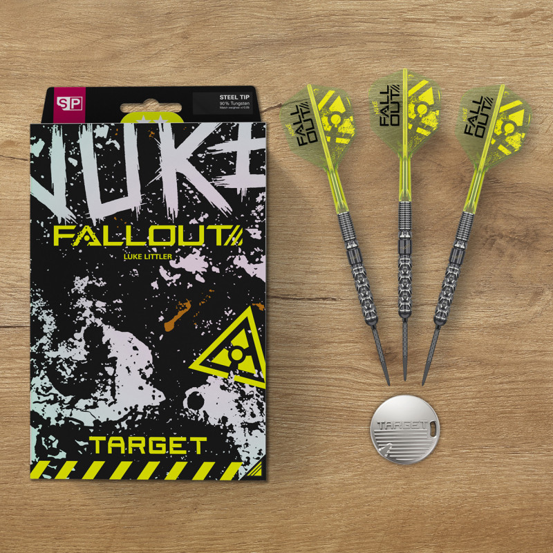 les fléchettes Luke Littler Nuke Fallout target en 24g sont en tungstène