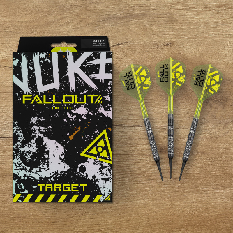 les flechettes Luke Littler Nuke Fallout elek en 19g sont vendues sans étui