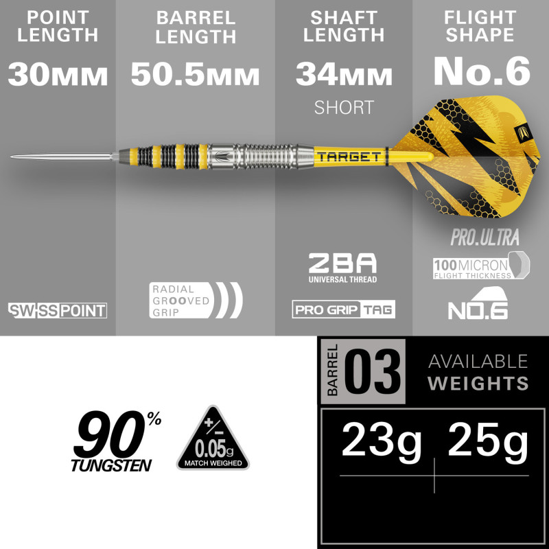 les flechettes Buzz 03 SP target en 23g sont vendues sans étui