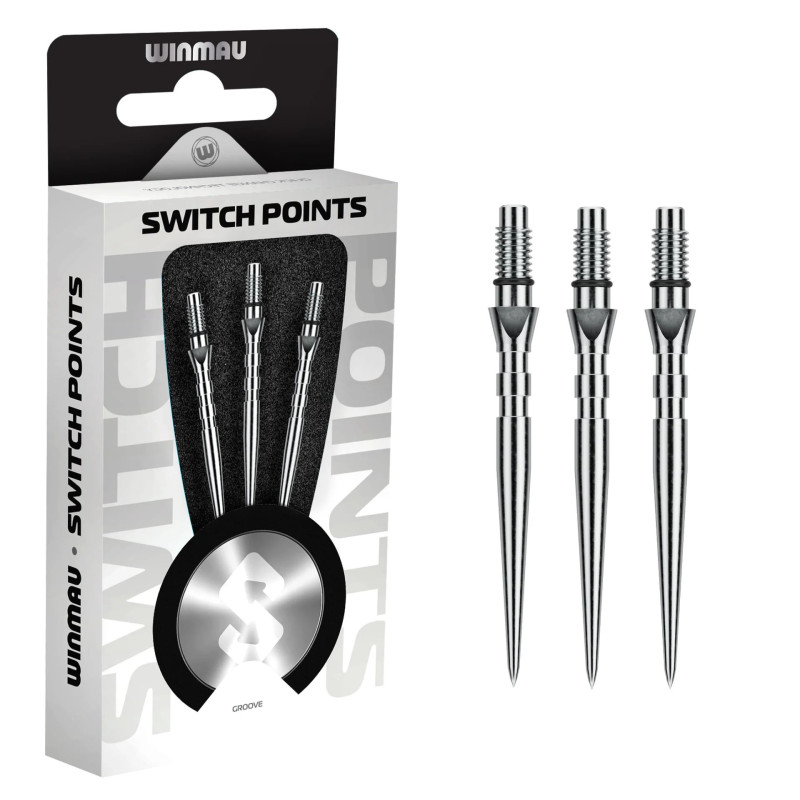 les pointes switch point grooved chrome winmau sont des pointes de flechettes démontables