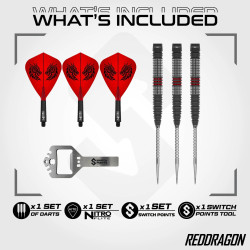 les fléchettes rhiraeth jonny clayton tapered switch point red dragon en 22g sont vendues montées