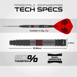 les fléchettes rhiraeth jonny clayton tapered switch point red dragon en 23g sont vendues montées