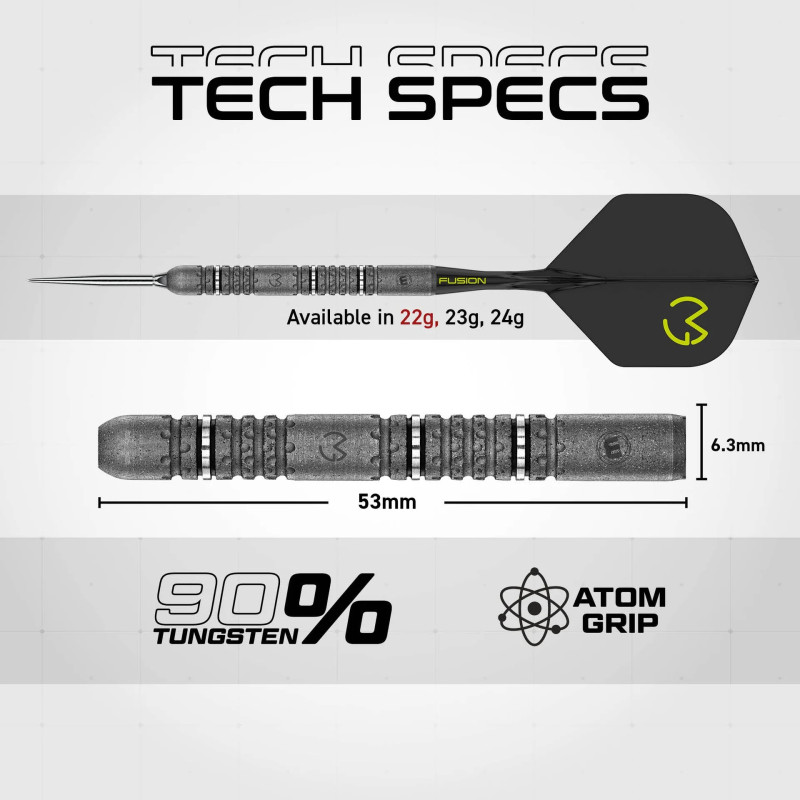 les flechettes Signature edition MVG Switch Point Winmau sont en 22g